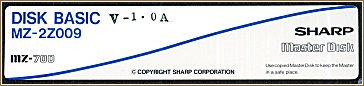 The original volume label of the S-BASIC MZ-2Z009